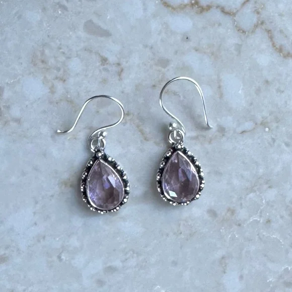 NWOT Sundance Drifting Dewdrops Earrings, Pink Kunzite, Sterling Silver